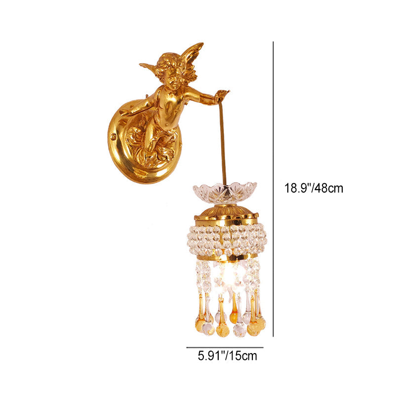Modern Art Deco Angel Copper 2-Light Wall Sconce Lamp