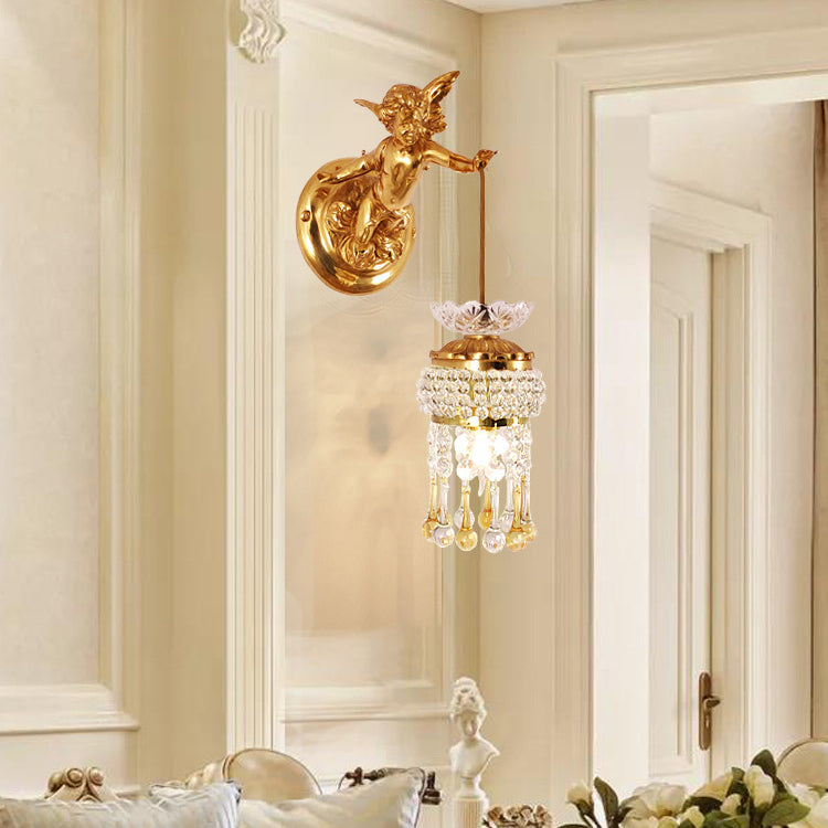 Modern Art Deco Angel Copper 2-Light Wall Sconce Lamp