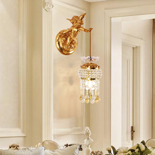 Modern Art Deco Angel Copper 2-Light Wall Sconce Lamp