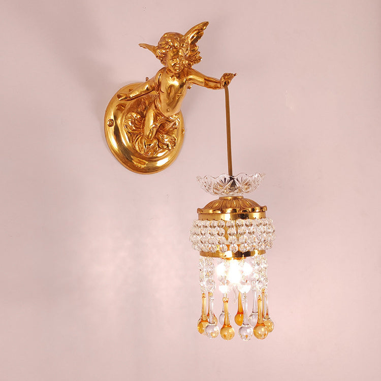 Modern Art Deco Angel Copper 2-Light Wall Sconce Lamp