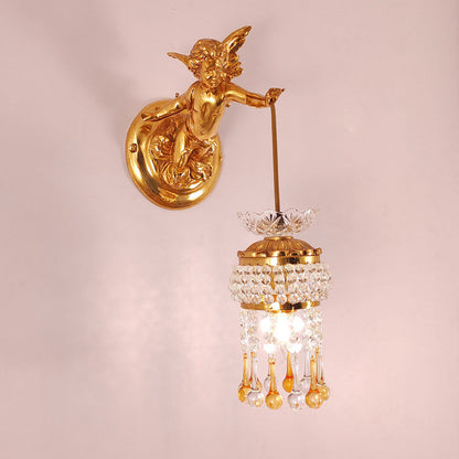 Modern Art Deco Angel Copper 2-Light Wall Sconce Lamp