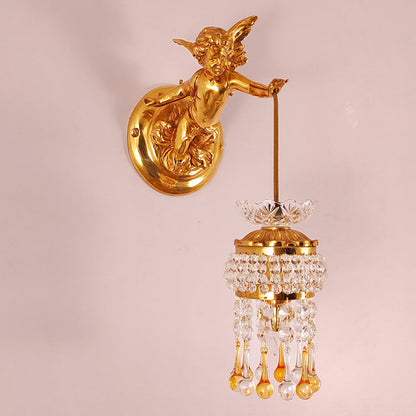 Modern Art Deco Angel Copper 2-Light Wall Sconce Lamp