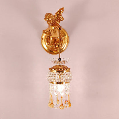 Modern Art Deco Angel Copper 2-Light Wall Sconce Lamp