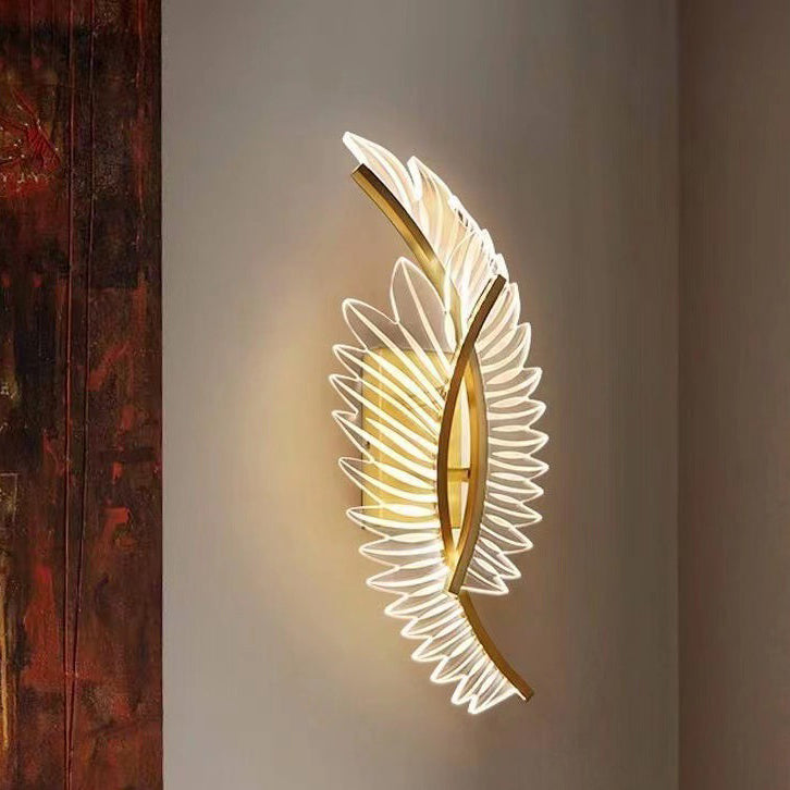 Scandinavian Leaf Curved Iron Acrylic LED Wall Sconce Lamp