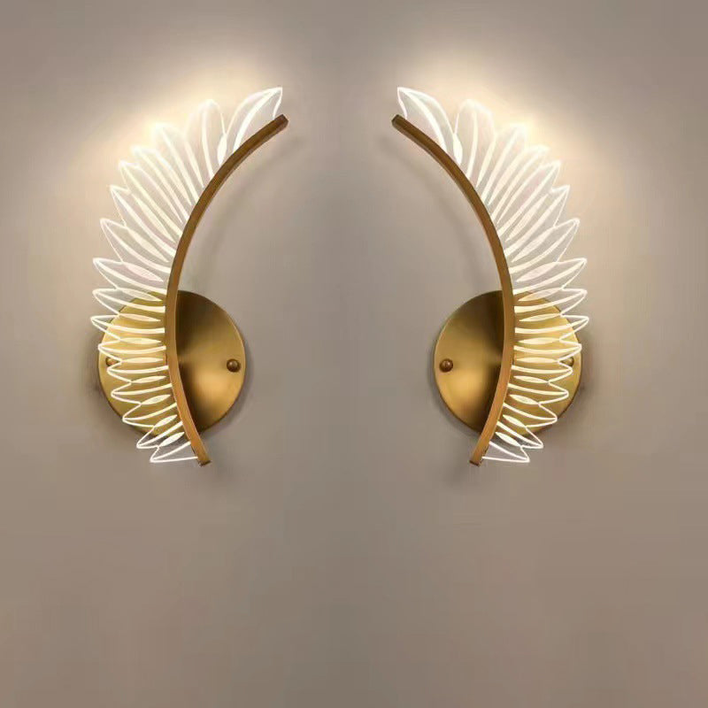 Scandinavian Leaf Curved Iron Acrylic LED Wall Sconce Lamp