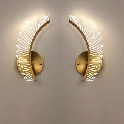 Scandinavian Leaf Curved Iron Acrylic LED Wall Sconce Lamp