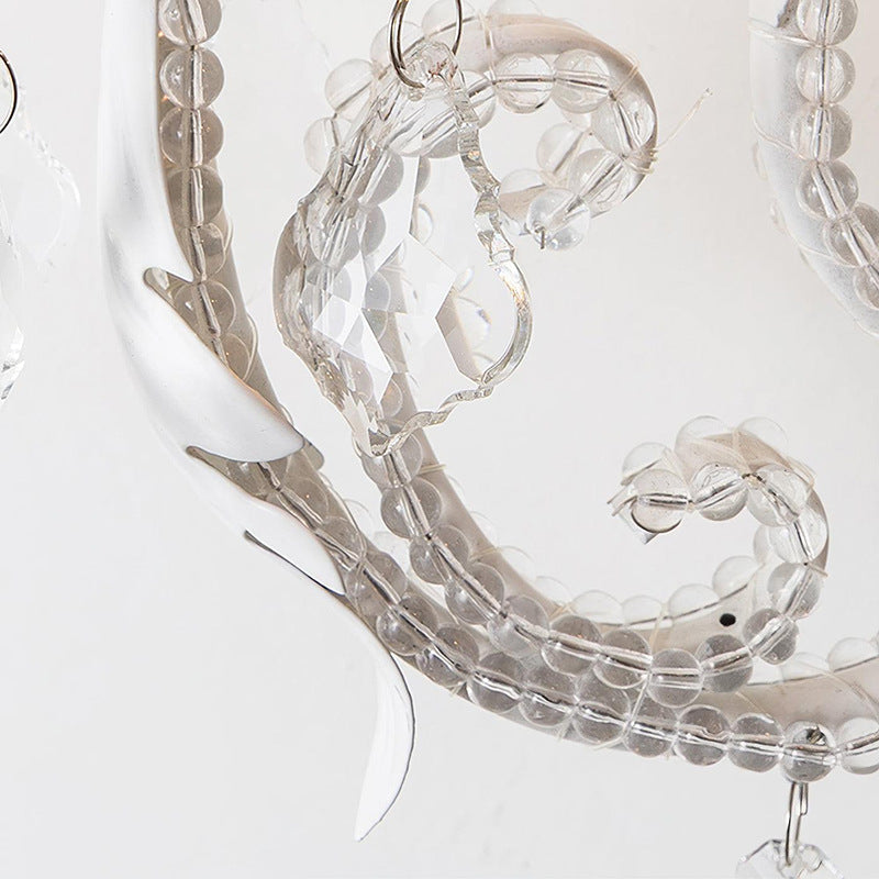 Candle Iron Crystal Glass 3-Light Wall Sconce Lamp