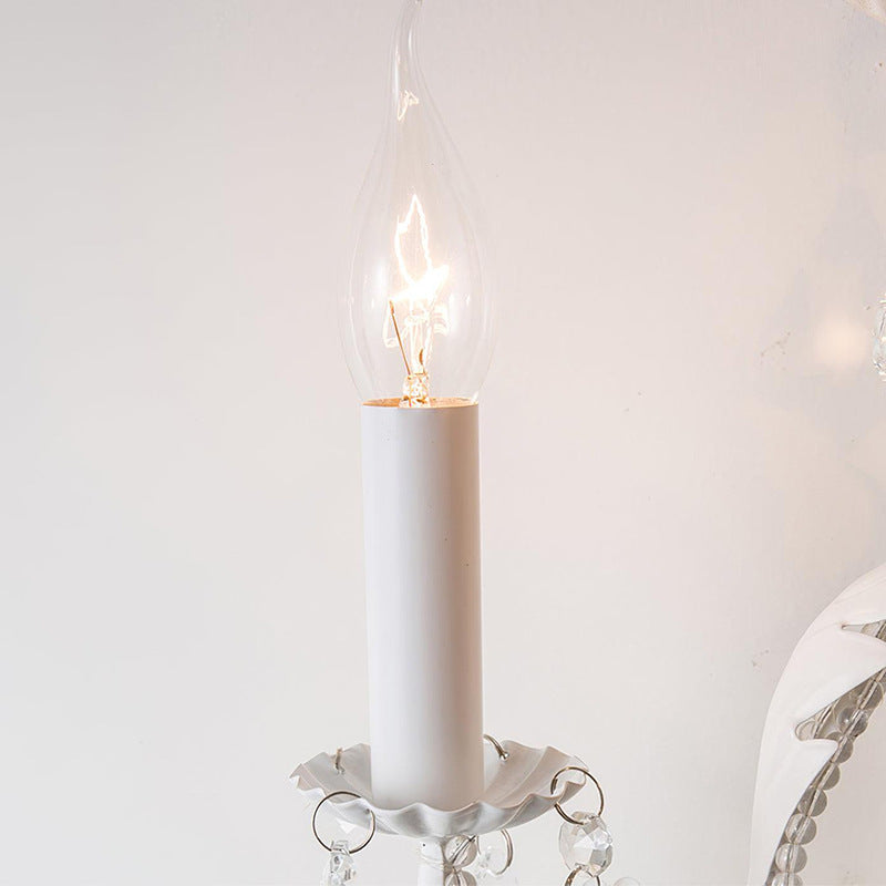 Candle Iron Crystal Glass 3-Light Wall Sconce Lamp