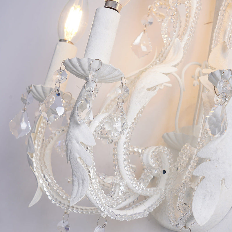 Candle Iron Crystal Glass 3-Light Wall Sconce Lamp