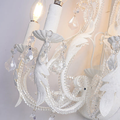 Candle Iron Crystal Glass 3-Light Wall Sconce Lamp