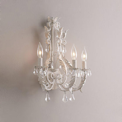 Candle Iron Crystal Glass 3-Light Wall Sconce Lamp
