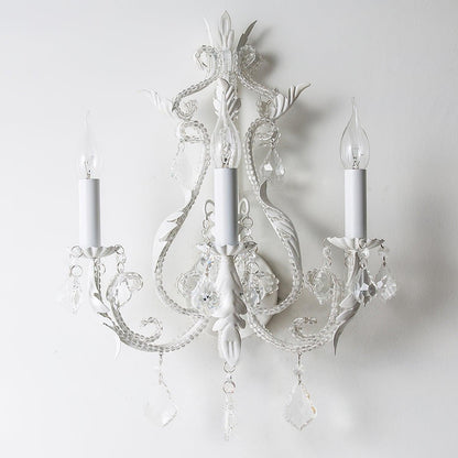 Candle Iron Crystal Glass 3-Light Wall Sconce Lamp