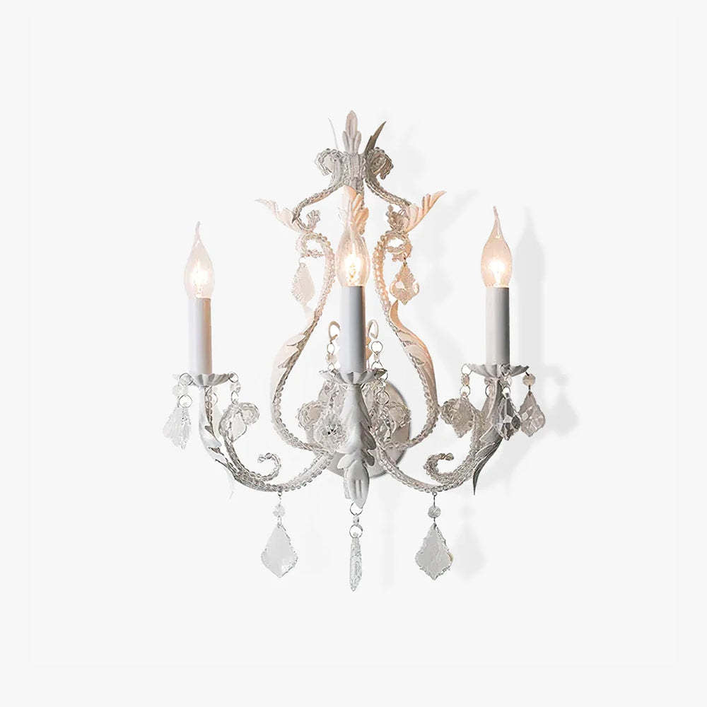 Candle Iron Crystal Glass 3-Light Wall Sconce Lamp