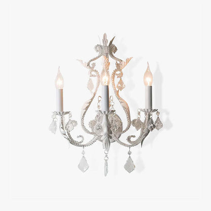 Candle Iron Crystal Glass 3-Light Wall Sconce Lamp