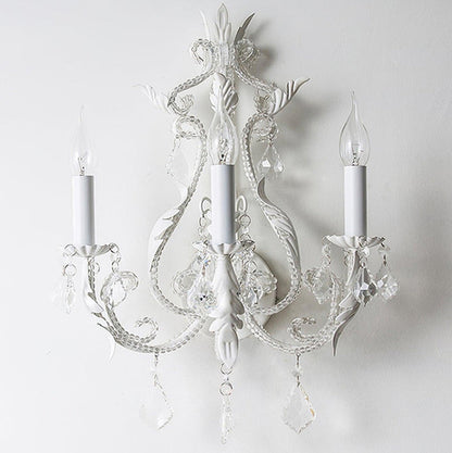 Candle Iron Crystal Glass 3-Light Wall Sconce Lamp