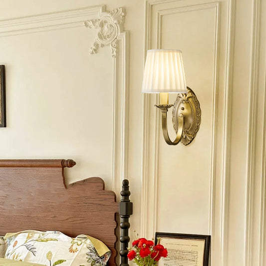 Simplicity Fabric Copper 1/2 Light Wall Sconce Lamp