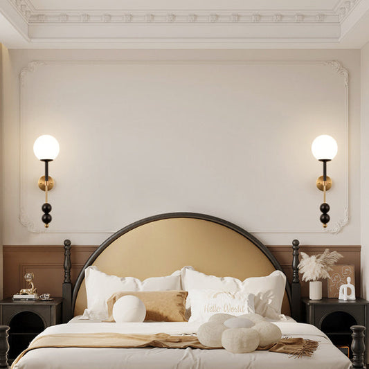 French Globe Iron Glass 1-Light Wall Sconce Lamp
