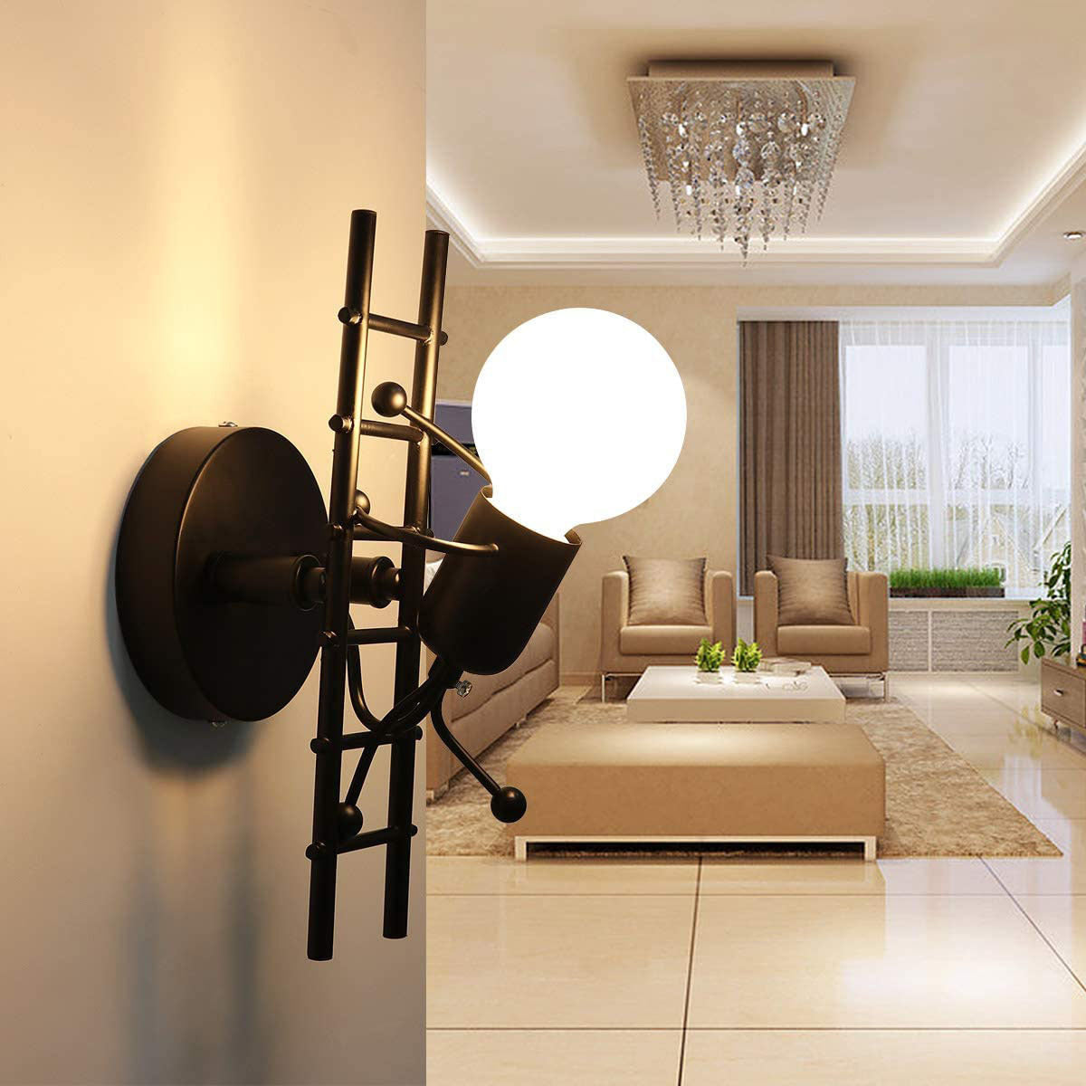Creative Matchmaker Staircase Iron 1-Light Wall Sconce Lamp