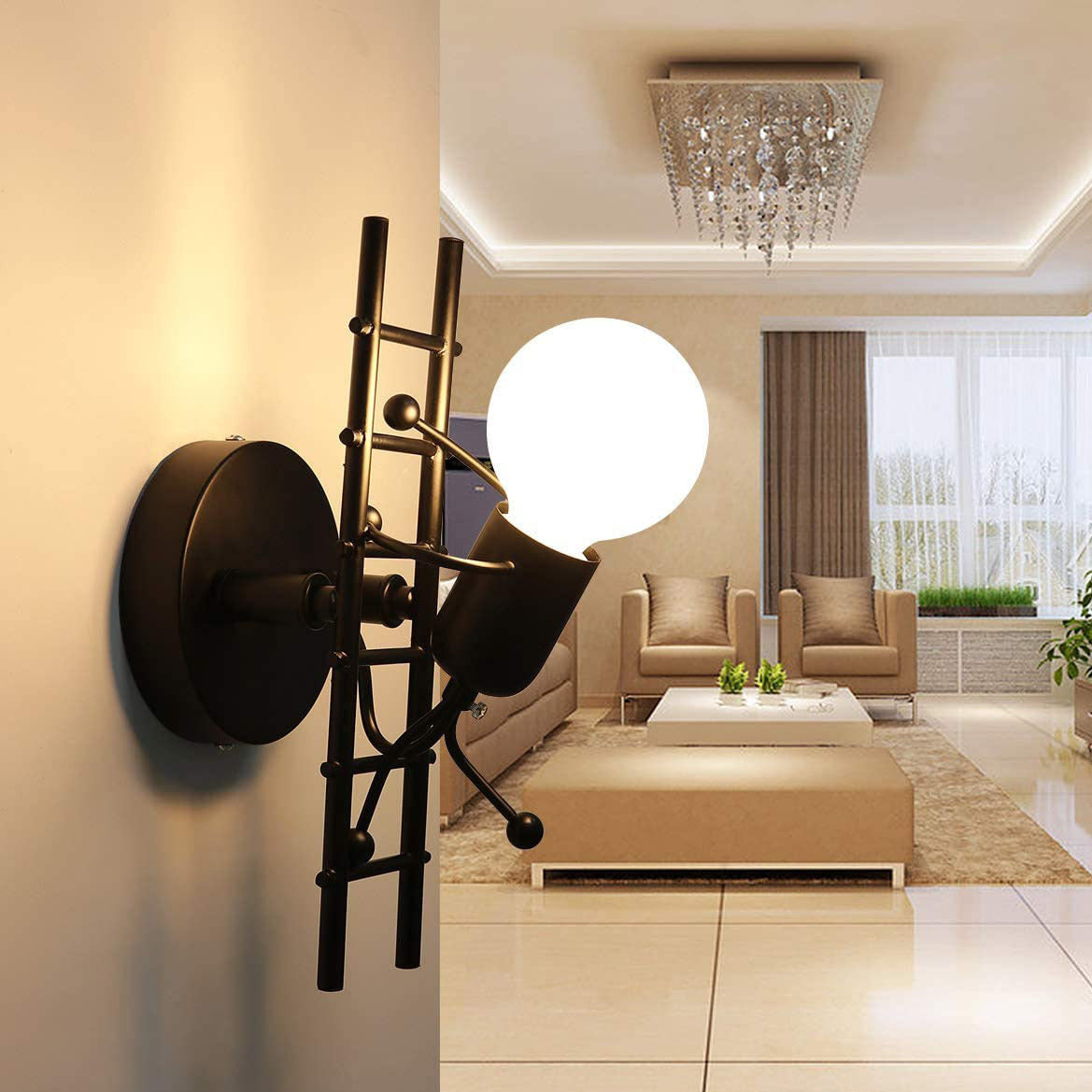 Creative Matchmaker Staircase Iron 1-Light Wall Sconce Lamp