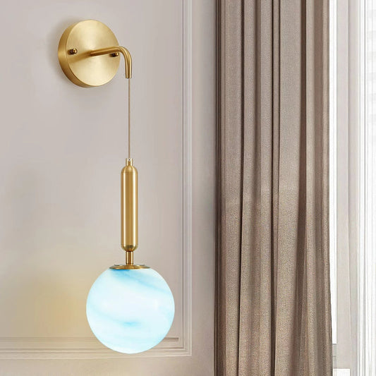 Nordic Sphere Copper Glass 1-Light Wall Sconce Lamp