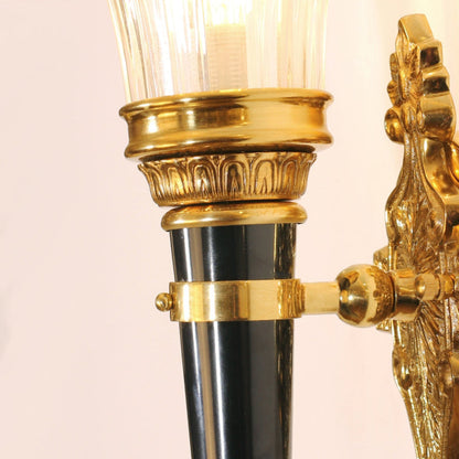 French Torch Cone Copper Glass 1-Light Wall Sconce Lamp