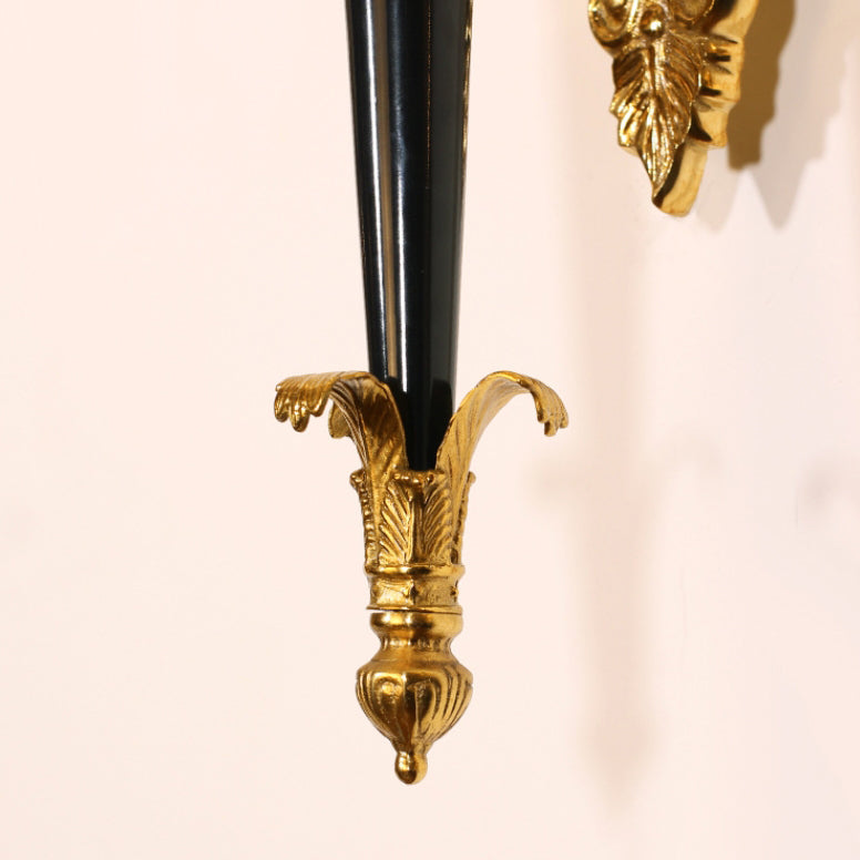 French Torch Cone Copper Glass 1-Light Wall Sconce Lamp