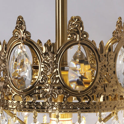 French Crown Brass Crystal 1-Light Wall Sconce Lamp