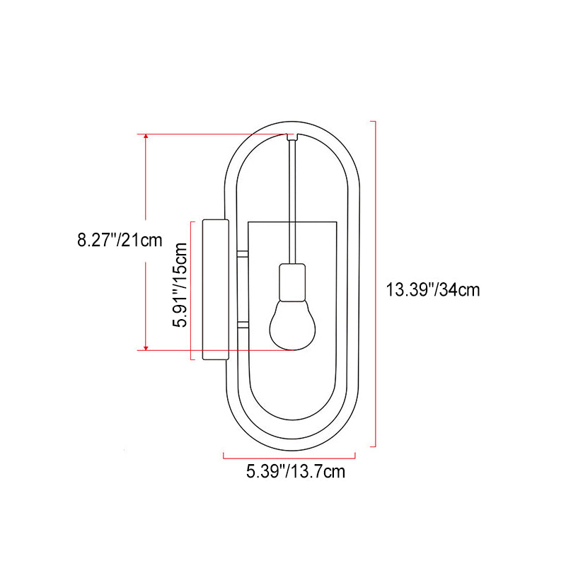Simplicity Oval Glass Metal Wood 1-Light Wall Sconce Lamp