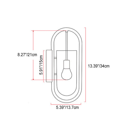 Simplicity Oval Glass Metal Wood 1-Light Wall Sconce Lamp