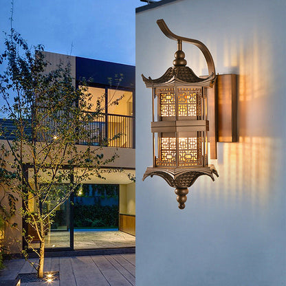 Chinese Tower Rectangular Metal 1-Light Wall Sconce Lamp