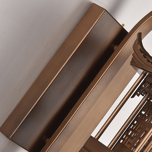 Chinese Tower Rectangular Metal 1-Light Wall Sconce Lamp