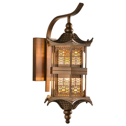 Chinese Tower Rectangular Metal 1-Light Wall Sconce Lamp