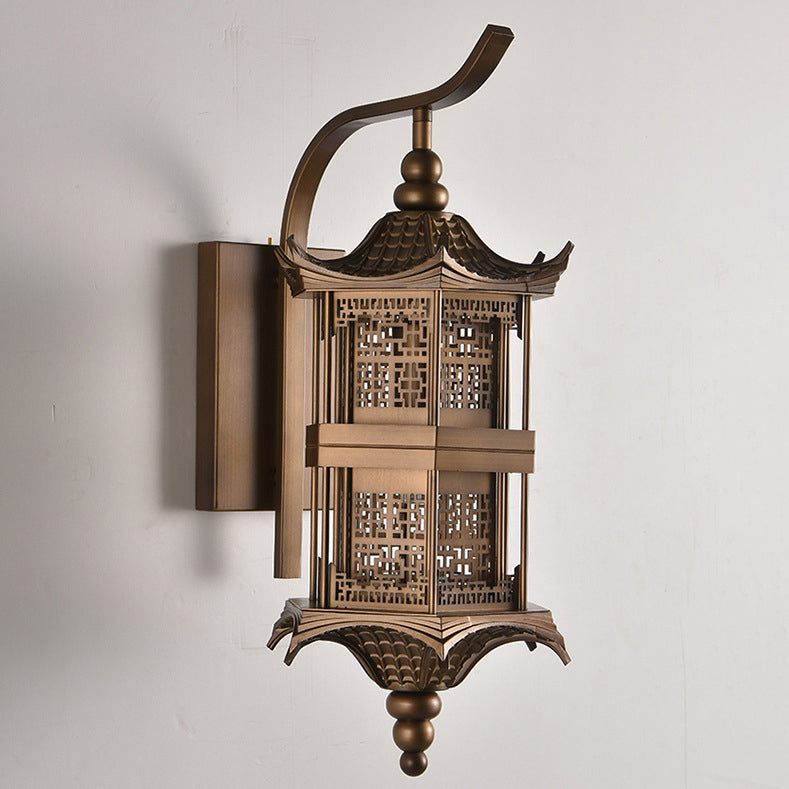 Chinese Tower Rectangular Metal 1-Light Wall Sconce Lamp