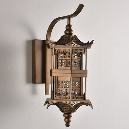 Chinese Tower Rectangular Metal 1-Light Wall Sconce Lamp