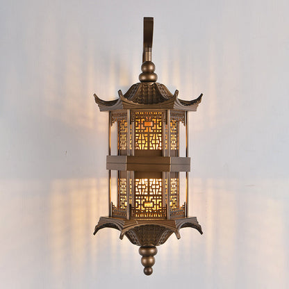 Chinese Tower Rectangular Metal 1-Light Wall Sconce Lamp