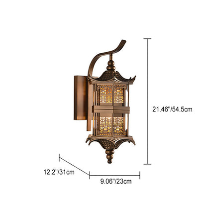 Chinese Tower Rectangular Metal 1-Light Wall Sconce Lamp
