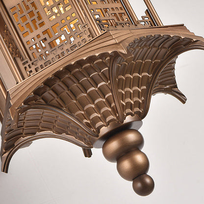 Chinese Tower Rectangular Metal 1-Light Wall Sconce Lamp