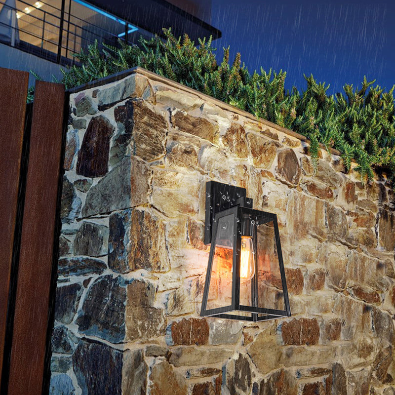 Trapezoid Aluminum Glass 1-Light Wall Sconce Lamp