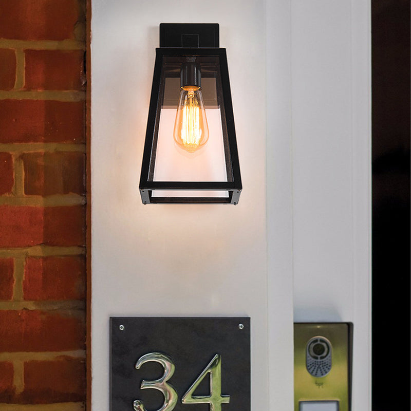 Trapezoid Aluminum Glass 1-Light Wall Sconce Lamp