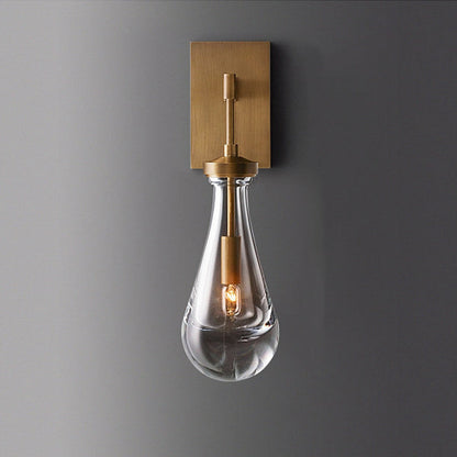 Teardrop-Shaped Wall Sconce Lamp with Brass Base 1-Light