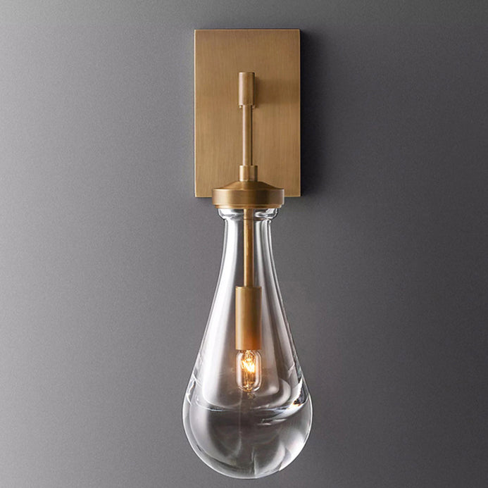 Teardrop-Shaped Wall Sconce Lamp with Brass Base 1-Light