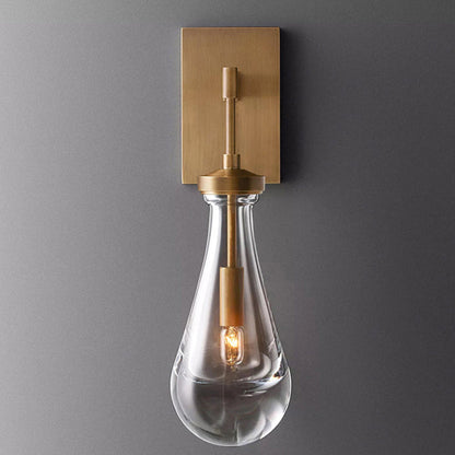 Teardrop-Shaped Wall Sconce Lamp with Brass Base 1-Light