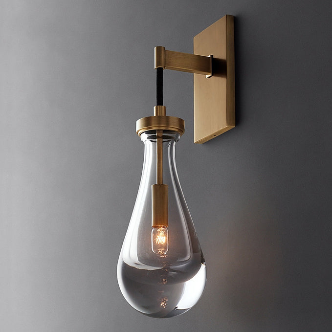 Teardrop-Shaped Wall Sconce Lamp with Brass Base 1-Light