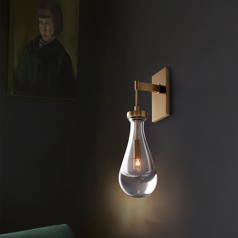 Teardrop-Shaped Wall Sconce Lamp with Brass Base 1-Light