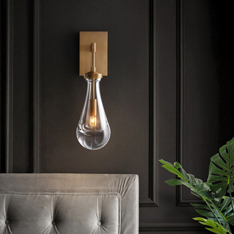 Teardrop-Shaped Wall Sconce Lamp with Brass Base 1-Light