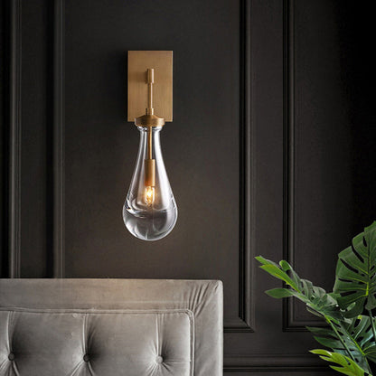 Teardrop-Shaped Wall Sconce Lamp with Brass Base 1-Light