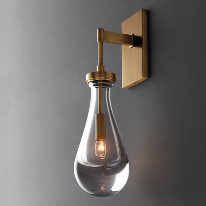 Teardrop-Shaped Wall Sconce Lamp with Brass Base 1-Light