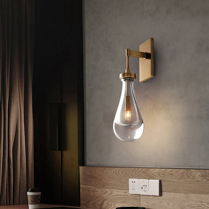 Teardrop-Shaped Wall Sconce Lamp with Brass Base 1-Light