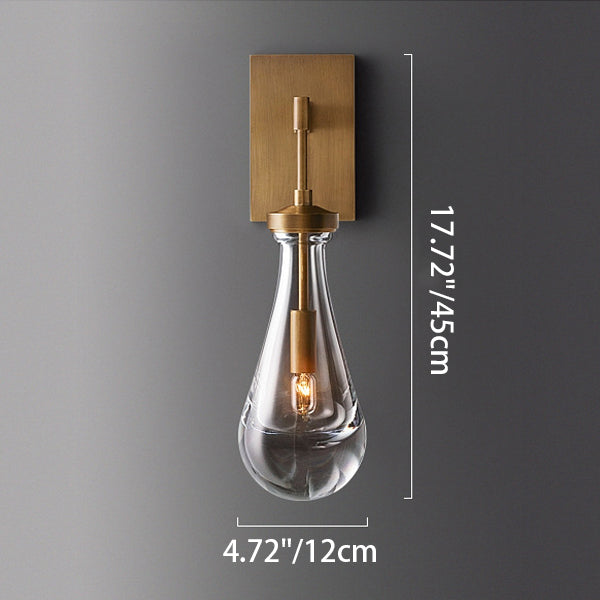 Teardrop-Shaped Wall Sconce Lamp with Brass Base 1-Light