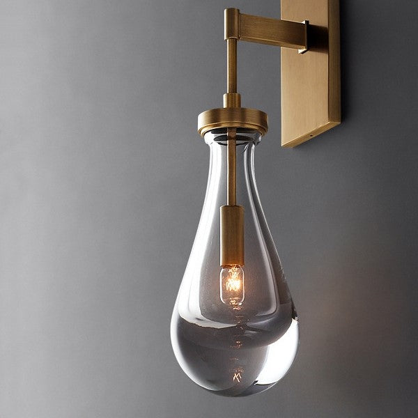 Teardrop-Shaped Wall Sconce Lamp with Brass Base 1-Light